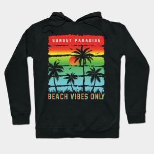 Vintage Retro Style Waves Sunset Paradise Beach Vibes Only Hoodie